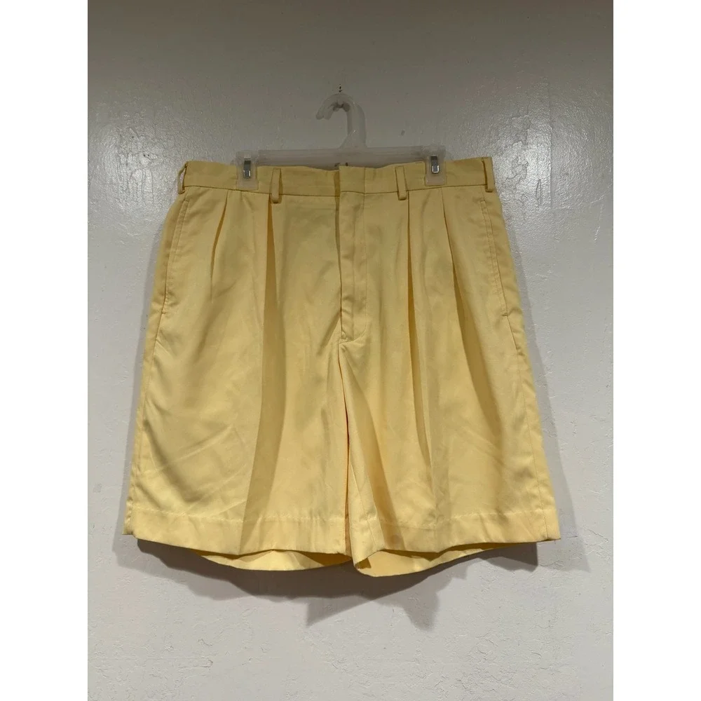 Polo Golf Ralph Lauren Mens Yellow Pleated Shorts Size 34 Classic Fit Preppy